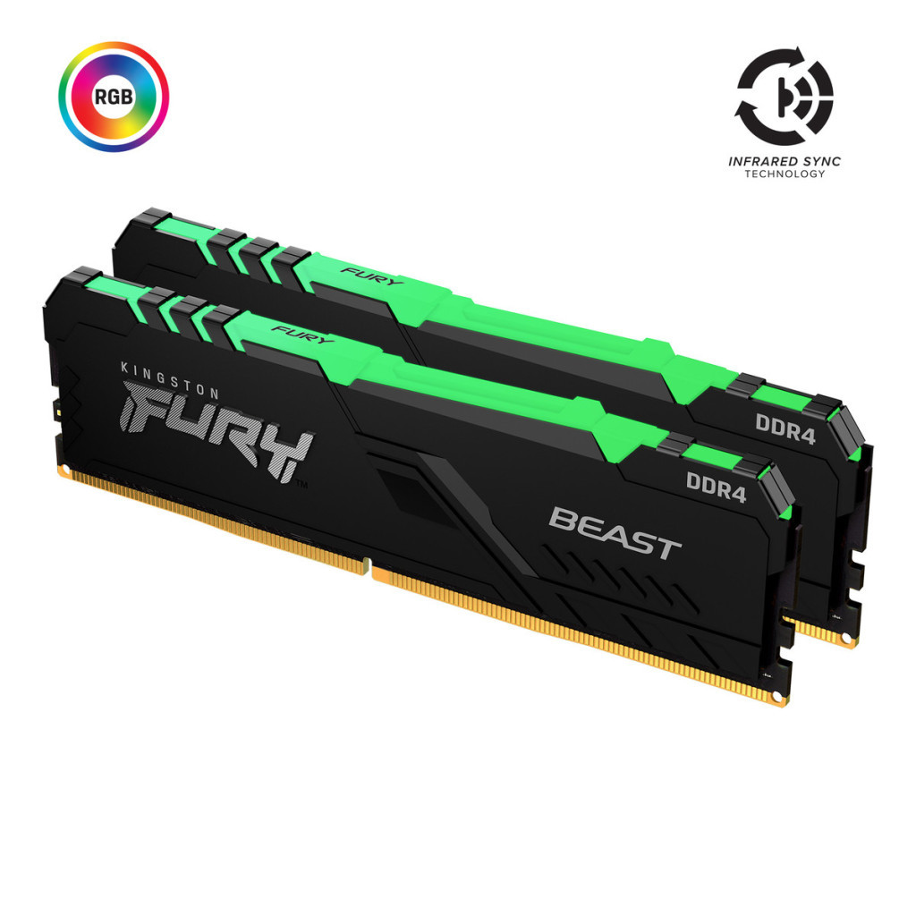 Модуль пам'яті для комп'ютера DDR4 16GB (2x8GB) 3000 MHz Fury Beast RGB Kingston Fury (ex.HyperX) (KF430C15BBAK2/16)