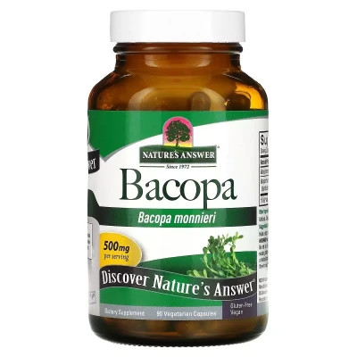 Трави Nature's Answer Бакопа, 500 мг, Bacopa, 90 вегетаріанських капсул (NTA-16360)