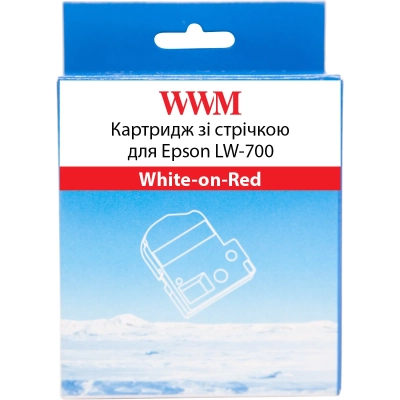 Стрічка для принтера етикеток WWM для Epson LW-700 24mm х 8m White-on-Red (WWM-SD24R)