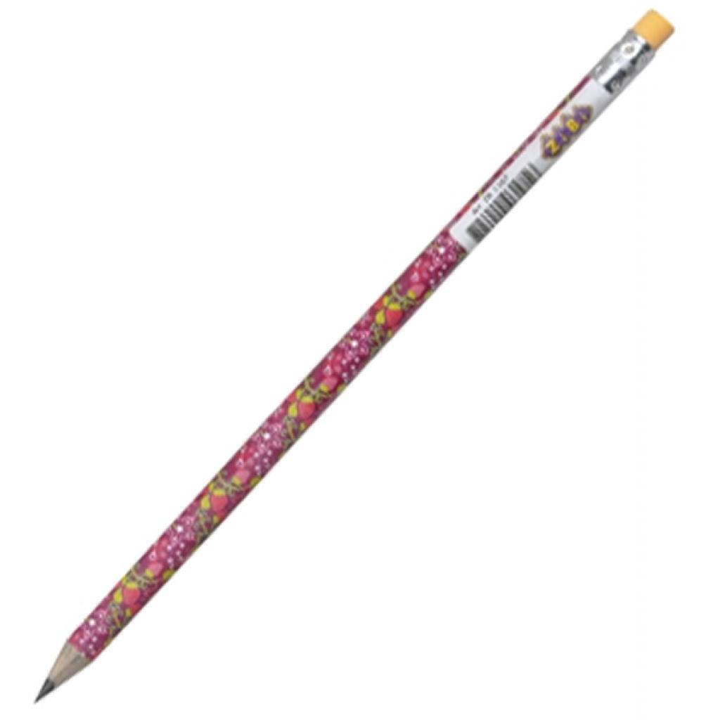 Олівець графітний ZiBi FLOWERS, HB, with eraser, tube (ZB.2300)