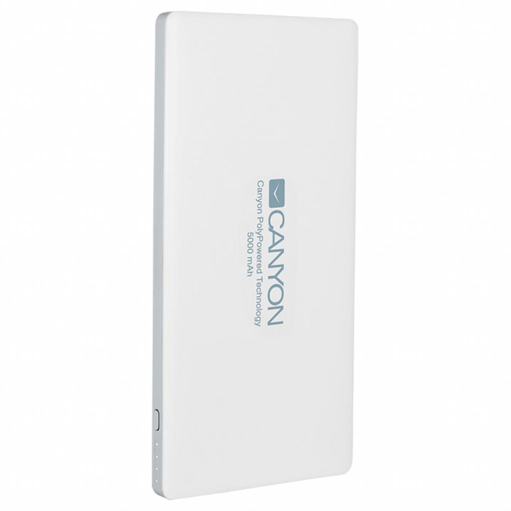 Батарея універсальна CANYON 5000mAh, Input 5V/2A, Output 5V/2A(Max), White (CNS-TPBP5W)