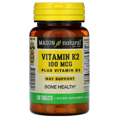 Вітамінно-мінеральний комплекс Mason Natural Вітамін K2 + Вітамін D3, Vitamin K2 Plus Vitamin D3, 100 таб (MAV-16261)