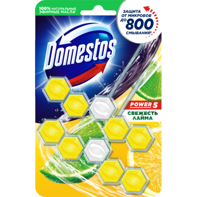 Туалетний блок Domestos Power 5 Свіжість Лайма 2 х 55 г (8710447326039)