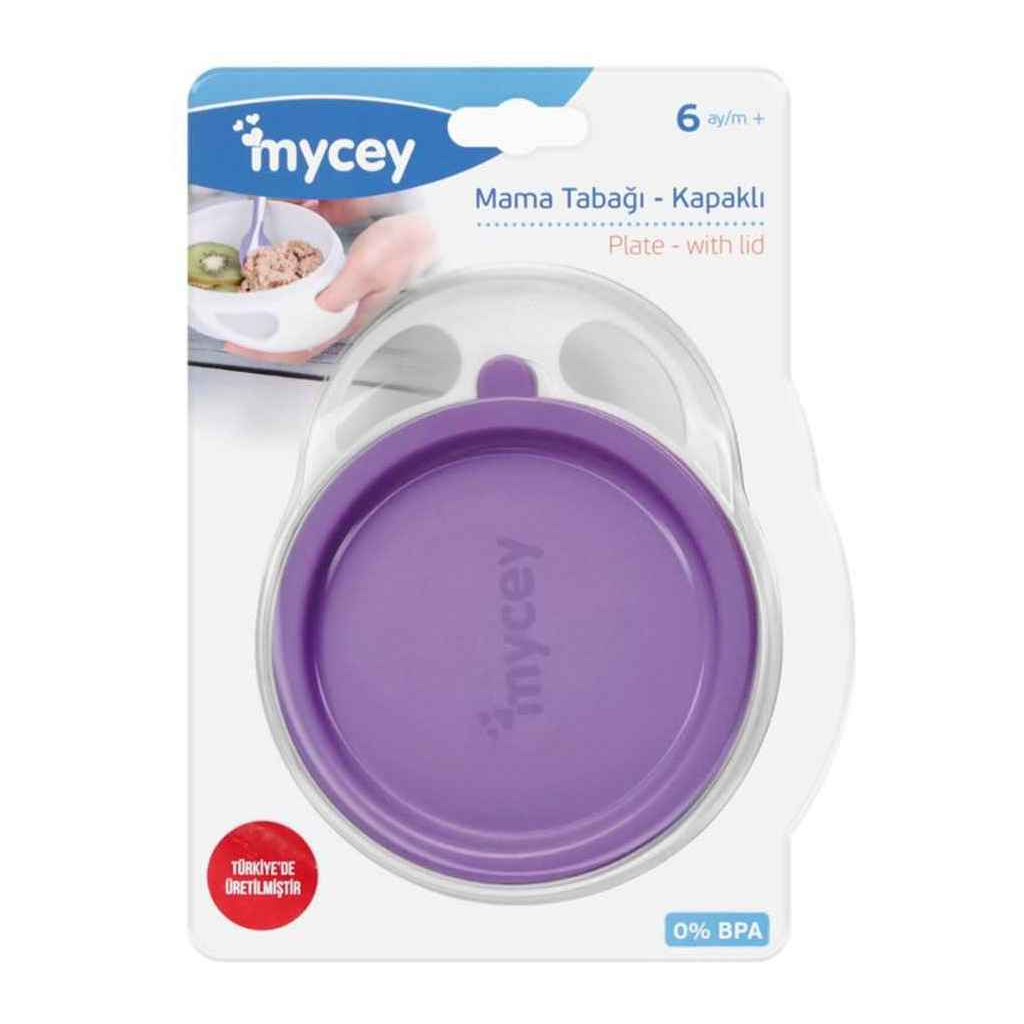 Тарілка дитяча Mycey з кришкою, бузкова (8698694123130)