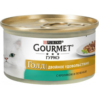 Вологий корм для кішок Purina Gourmet Gold. Подвійне задоволення з кроликом і печінкою 85г (7613031381081)