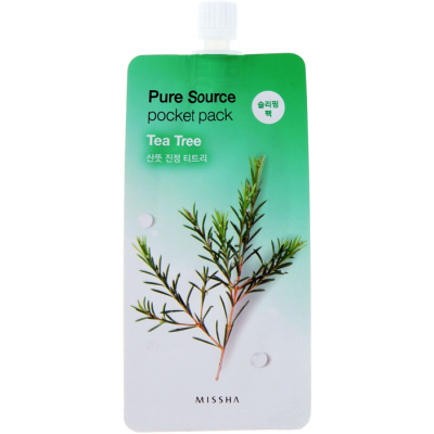 Маска для обличчя Missha Pure Source Pocket Pack Tea Tree Нічна з екстрактом чайного дерева 10 мл (8806185781848)