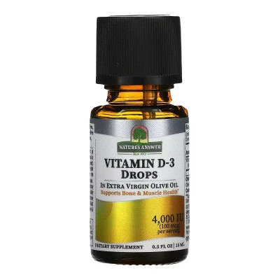 Вітамін Nature's Answer Вітамін D3 у краплях, 4000 МО, Vitamin D-3 Drops, 15 мл (NTA-26132)