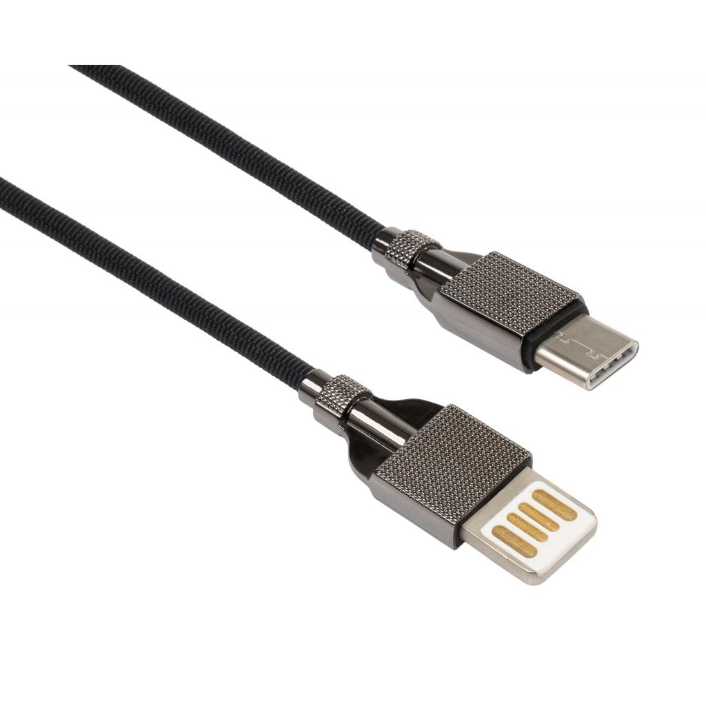 Дата кабель USB 2.0 AM to Type-C 1.0m 2-sides usb nylon black Vinga (VCPDCTC2SNB1BK)