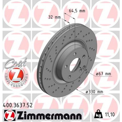 Гальмівний диск ZIMMERMANN 400.3637.52