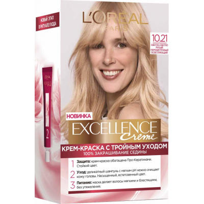 Фарба для волосся L'Oreal Paris Excellence 10.21 Світло-світло русявий перламутровий (3600523781225)