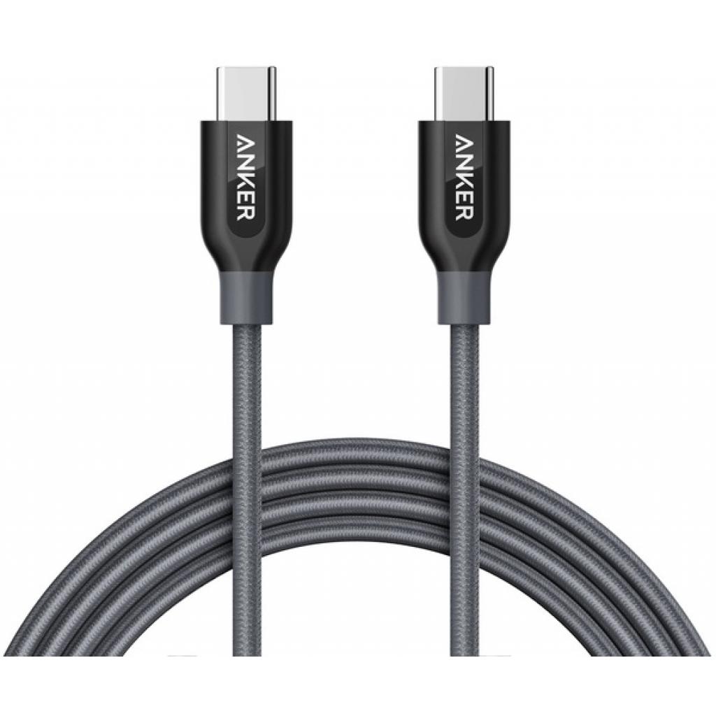 Дата кабель USB Type-C to Type-C 1.8m Powerline+ V3 Gray Anker (A81880A1)