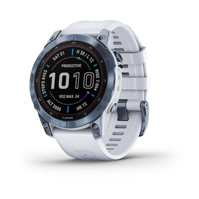 Смарт-годинник Garmin fenix 7 Sapph Solar, Mineral Blue Ti w/Whitestone Band, GPS (010-02540-25)