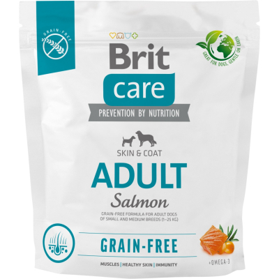 Сухий корм для собак Brit Care Dog Grain-free Adult для малих і середніх порід з лососем 1 кг (8595602558858)