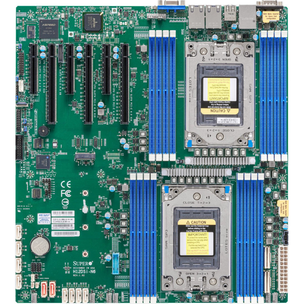 Серверна материнська плата Supermicro SERVER MB EPYC 7002 EATX/MBD-H12DSI-N6-O (MBD-H12DSI-N6-O)