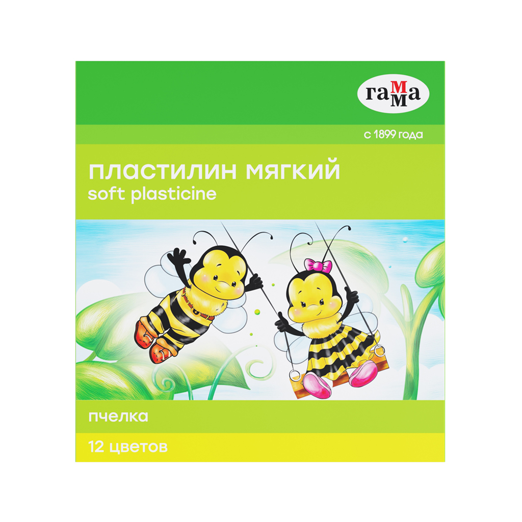 Пластилін Гамма Бджілка + стек 12 кольорів 180 г (280032H)