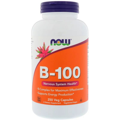 Вітамін Now Foods B-Комплекс 100, B-100, 250 вегетаріанських капсул (NOW-00438)