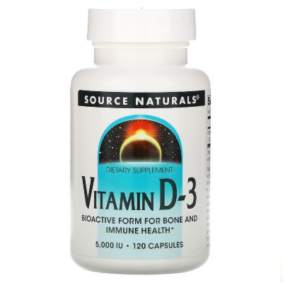 Вітамін Source Naturals Вітамін D-3 5000 МО, Vitamin D-3, 120 капсул (SN2337)