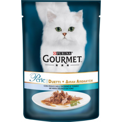 Вологий корм для кішок Purina Gourmet Perle Duo. З океанічною рибою і тунцем в підливі 85г (7613033580130)