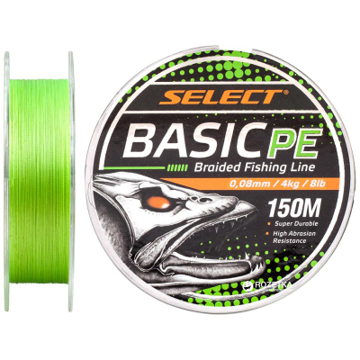 Шнур Select Basic PE 150m Light Green 0.08mm 8lb/4kg (1870.18.11)