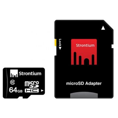 Карта пам'яті Strontium Flash 64GB microSD class10 UHS-1 (SR64GTFC10A)