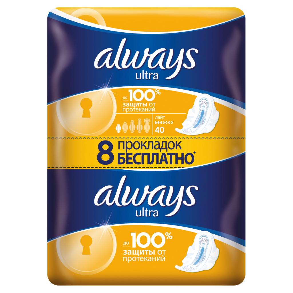 Гігієнічні прокладки Always Ultra Light 40 шт (8001090378293)