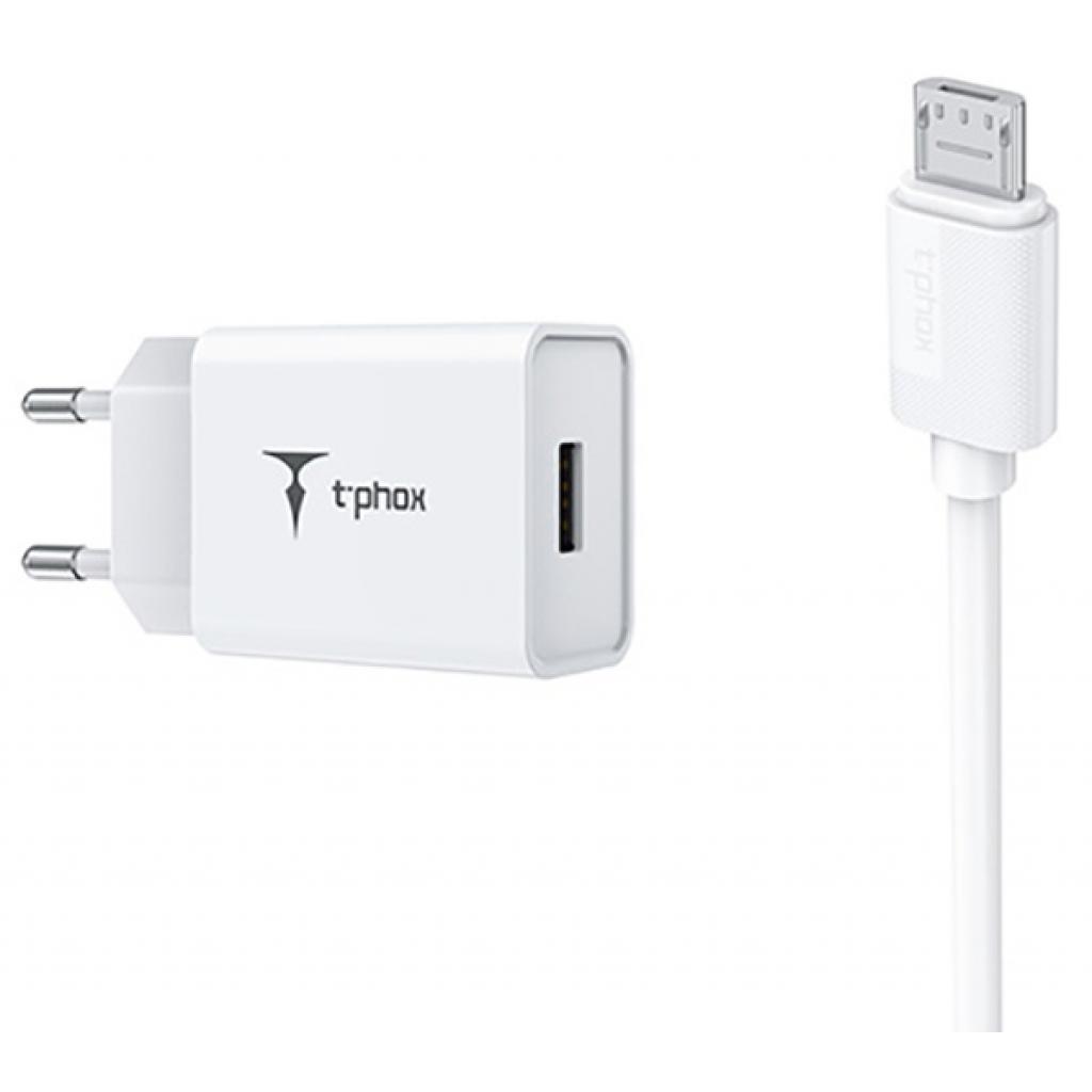 Зарядний пристрій T-Phox Mini 12W 2.4A + Micro cable 1.2m (White) (Mini(W)+Micro)