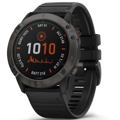 Смарт-годинник Garmin fenix 6X Pro Solar, Titanium carbon grey DLC with black band (010-02157-21)