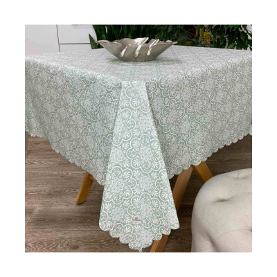 Скатертина Прованс непромокаюча Simfoni Lace on green 136х136 (4823093428157)