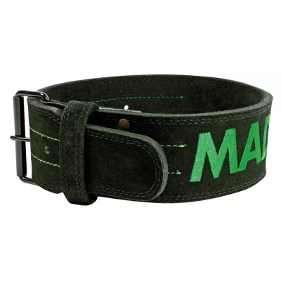 Атлетичний пояс MadMax MFB-301 Suede Single Prong шкіряний Black/Green L (MFB-301_L)