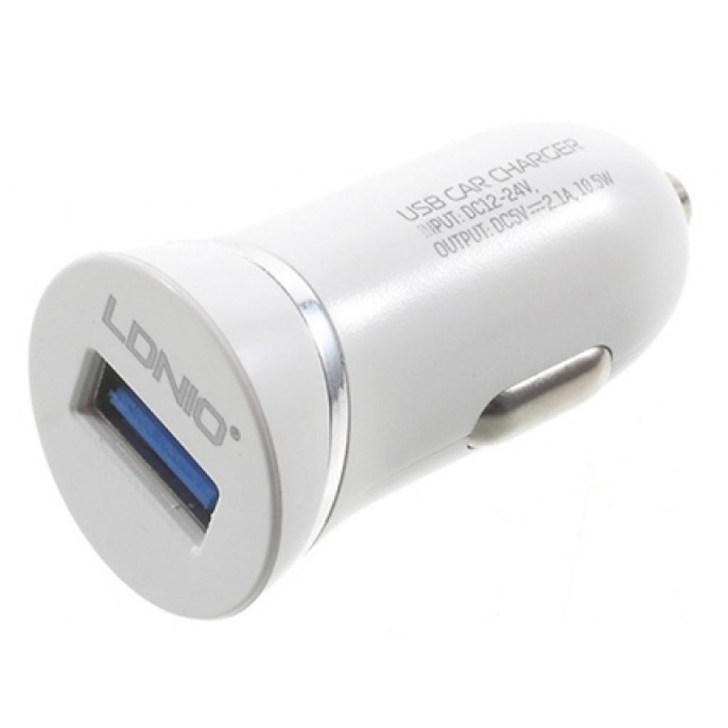 Зарядний пристрій LDNIO DL-C12 (1*USB, 2.1A, White) (48247)