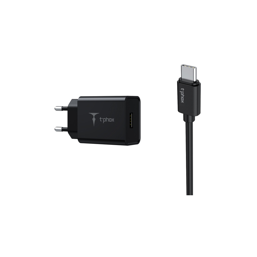 Зарядний пристрій T-Phox Mini 12W 2.4A + Type-C cable 1.2m (Black) (Mini(B)+Type-C)