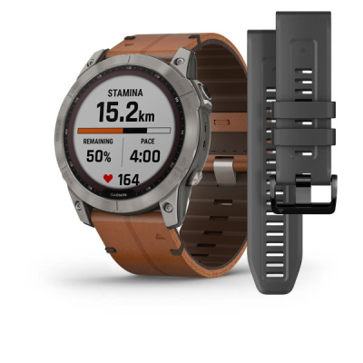 Смарт-годинник Garmin fenix 7X Sapph Sol Titanium w/Chestnut Leather, GPS (010-02541-19)