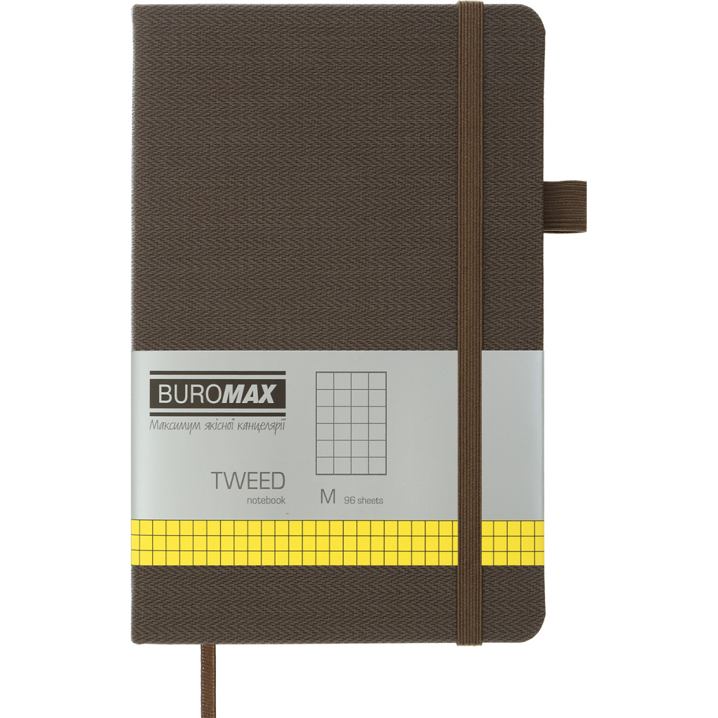 Книга записна Buromax Tweed 125x195 мм 96 аркушів в клітинку обкладинка зі штучної шкіри Сіра (BM.291163-09)