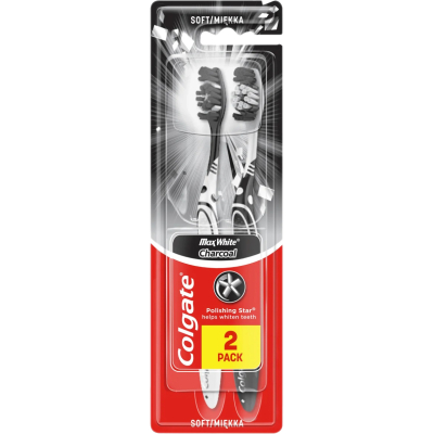 Зубна щітка Colgate Max White Charcoal відбілююча м'яка 2 шт. (8718951382602)