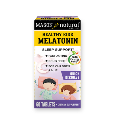 Амінокислота Mason Natural Дитячий Мелатонін, смак фруктів, Healthy Kids Melatonin, 60 таблеток (MAV18545)