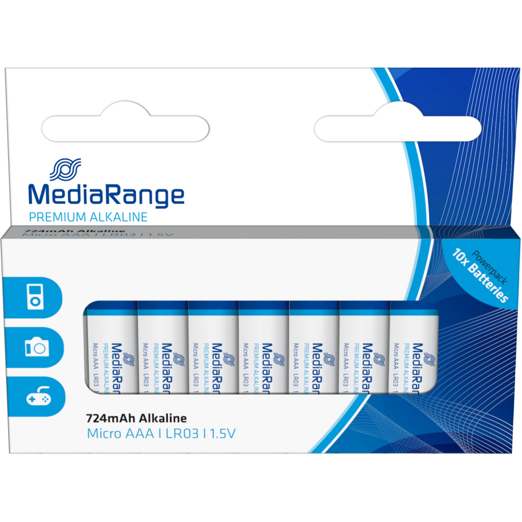 Батарейка Mediarange AAA LR03 1.5V Premium Alkaline Batteries, Micro, Pack 10 (MRBAT102)