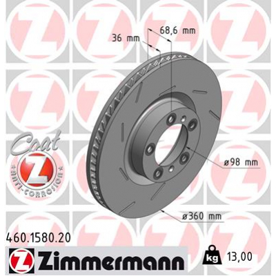 Гальмівний диск ZIMMERMANN 460.1580.20