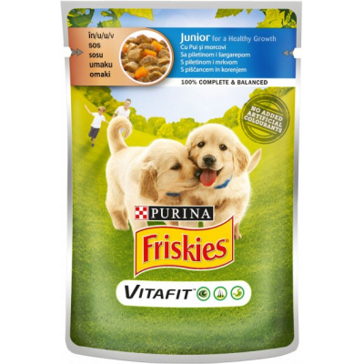 Вологий корм для собак Purina Friskies Junior з куркою та морквою у підливці 100 г (7613035800861)