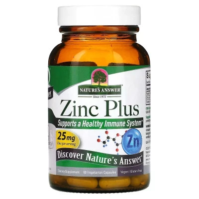 Мінерали Nature's Answer Цинк плюс, 25 мг, Zinc Plus, 60 вегетаріанських капсул (NTA-16570)