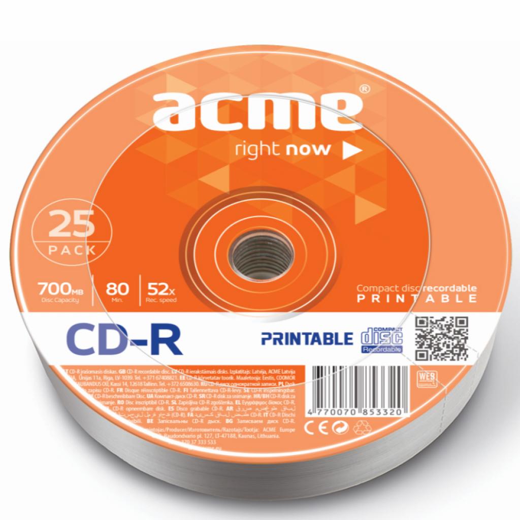 Диск CD ACME 700Mb 52x shrink 25 шт PRINTABLE (4770070853320)