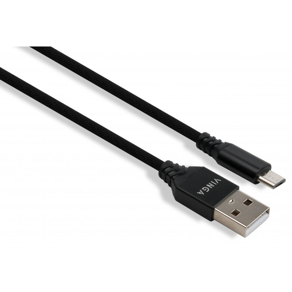 Дата кабель USB 2.0 AM to Micro 5P nylon 1m black Vinga (VCPDCMBN21BK)