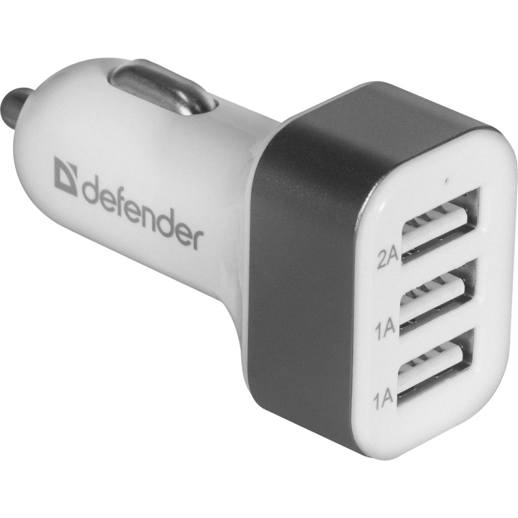 Зарядний пристрій Defender UCA-03 авто,3 порта USB, 5V / 4A (83570)