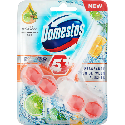 Туалетний блок Domestos Power 5 Лайм та Кедр 55 г (8710447415672)