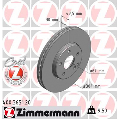 Гальмівний диск ZIMMERMANN 400.3651.20