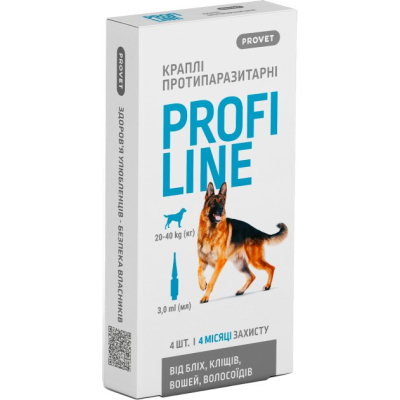 Краплі для тварин ProVET Profiline інсектоакарицид для собак 20-40 кг 4/3 мл (4823082431021)