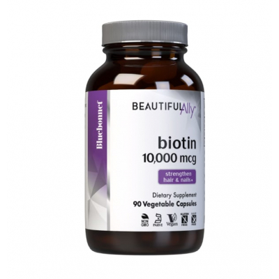 Вітамін Bluebonnet Nutrition Біотин, 10 000 мкг, Beautiful Ally, 90 вегетаріанських капсу (BLB1504)