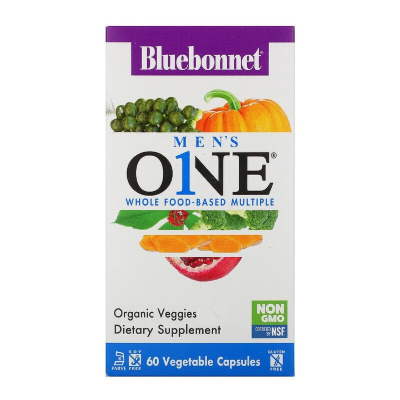 Мультивітамін Bluebonnet Nutrition Чоловічі мультивітаміни, Men's One, 60 вегетаріанських капсу (BLB0141)