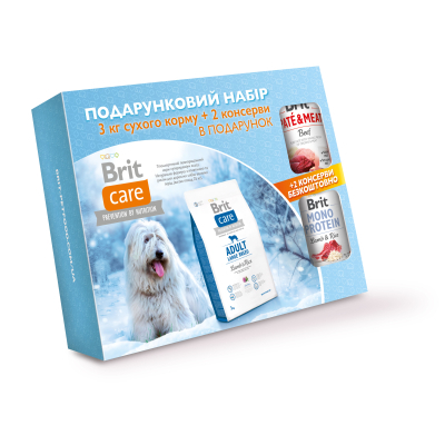 Сухий корм для собак Brit Care Подарунковий набір Adult Large Breed Lamb and Rice 3 кг + 2 консерви (8595602564019)