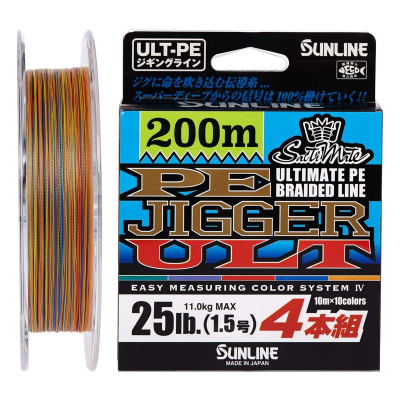 Шнур Sunline PE-Jigger ULT 200m 0.6/0.128mm 10lb/4.5kg Multi Color (1658.10.32)