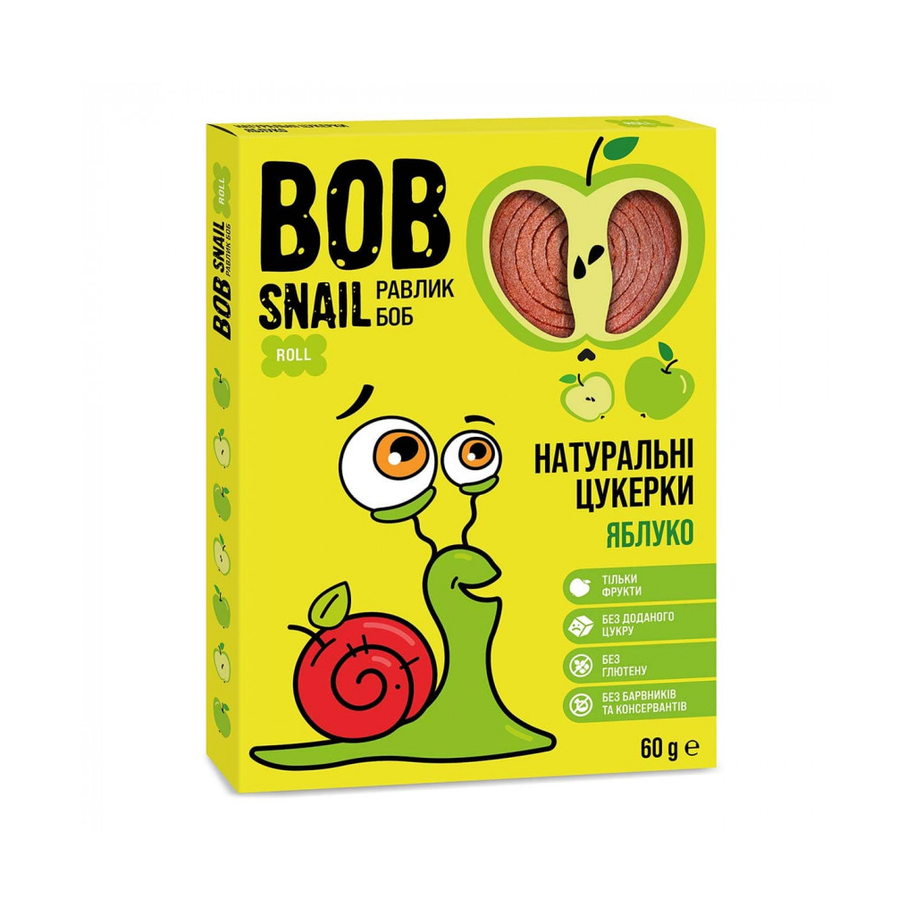 Цукерка Bob Snail Равлик Боб Яблуко 60г (4820162520149)